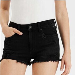 EXCELLENT DISTRESSED CONDITION BLACK 10 AMERICAN EAGLE STRETCH SHORTS